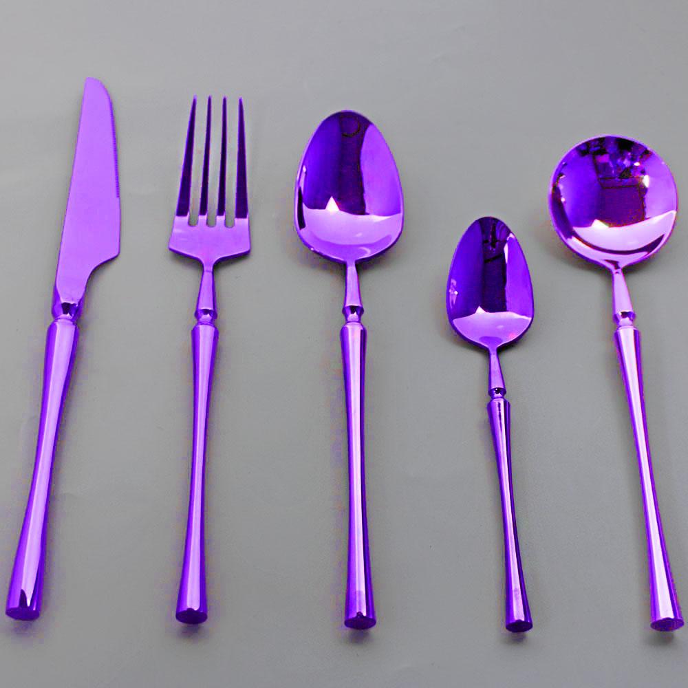 5 Chiếc Tím Chén Ăn Bộ 304 Bộ Dao Kéo Hợp Kim Inox Bộ Dao Muỗng Nĩa Thìa Bộ Đồ Ăn Phương Tây Gương Bếp Kiềng Bạc Bộ