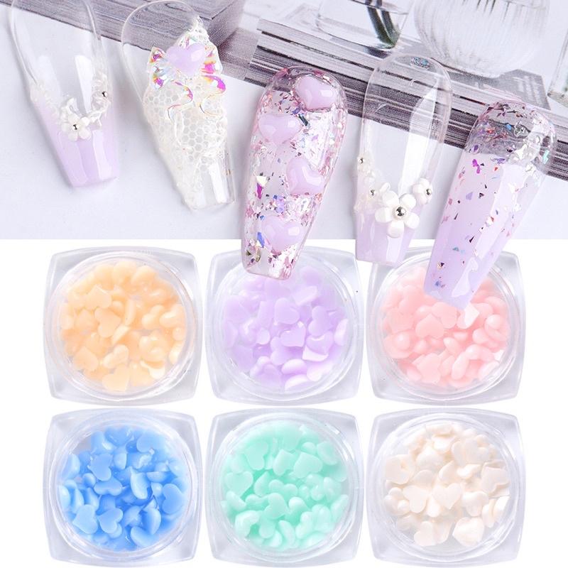 Charm móng hình Trái tim, Trái Đào nhỏ đổi màu trang trí móng, Nail