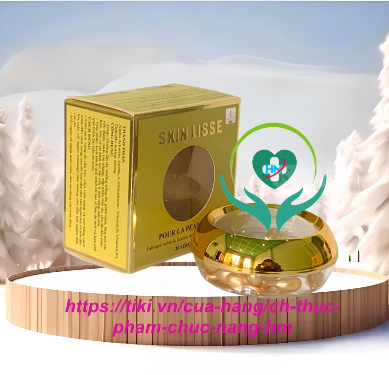 Viên Serum Bôi da Lisse SKIN - Hộp 20v- Dưỡng Ẩm,Dưỡng Trắng Da, Làm Mờ Các Vết Thâm Nám, Hãn Chế Qúa Trình Lão Hóa