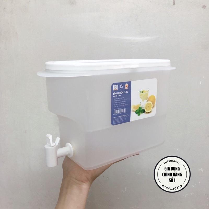 Bình Nước 3.5L Có Vòi Để Tủ Lạnh Cao Cấp, Đựng Nước Trà, Trái Cây Tiện Lợi Đa Năng Ngăn Nắp nhựa Việt Nhật