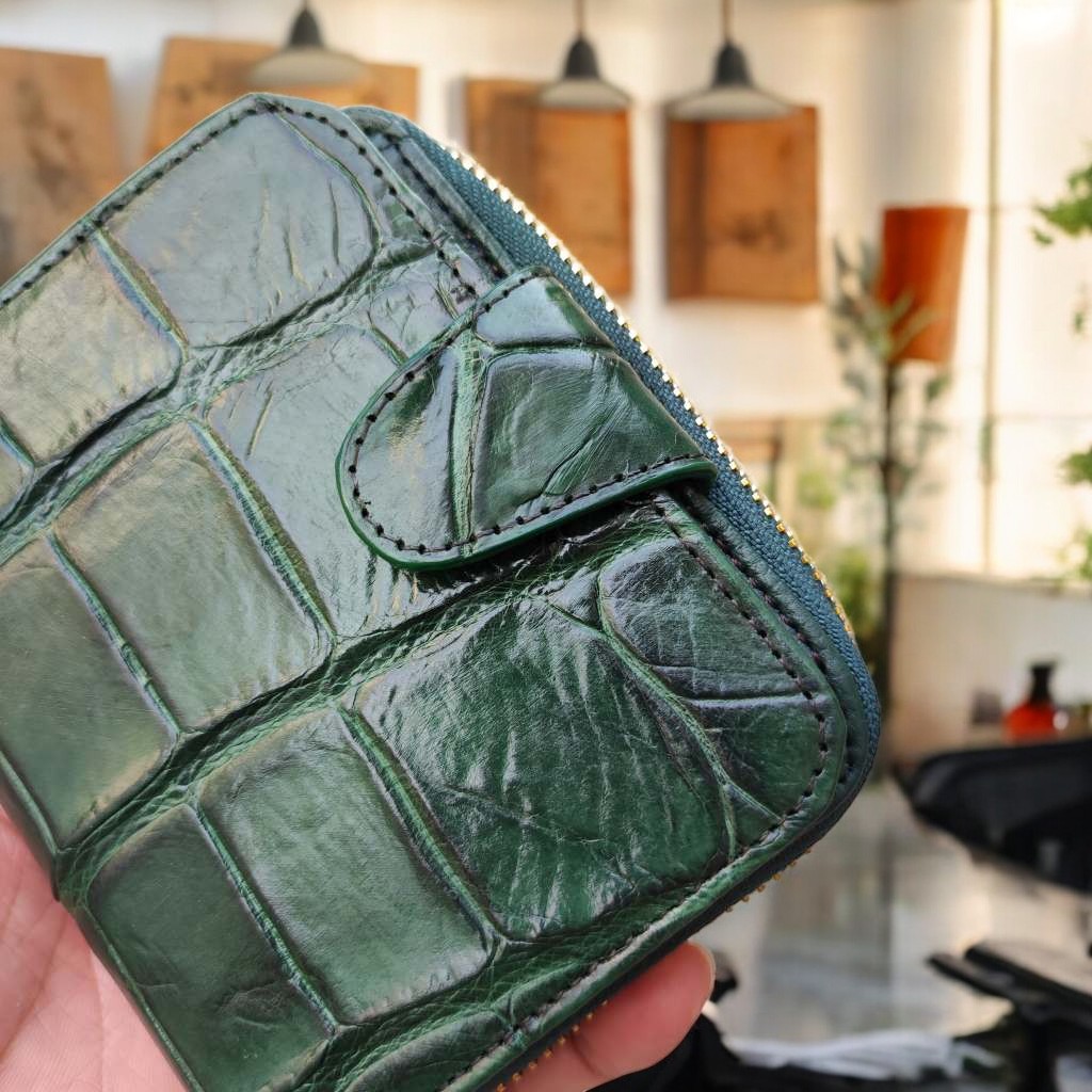 Ví nữ DA BỤNG CÁ SẤU XANH RÊU SIÊU LỚN. Ví nhỏ gọn nhưng đựng siêu nhiều đồ!