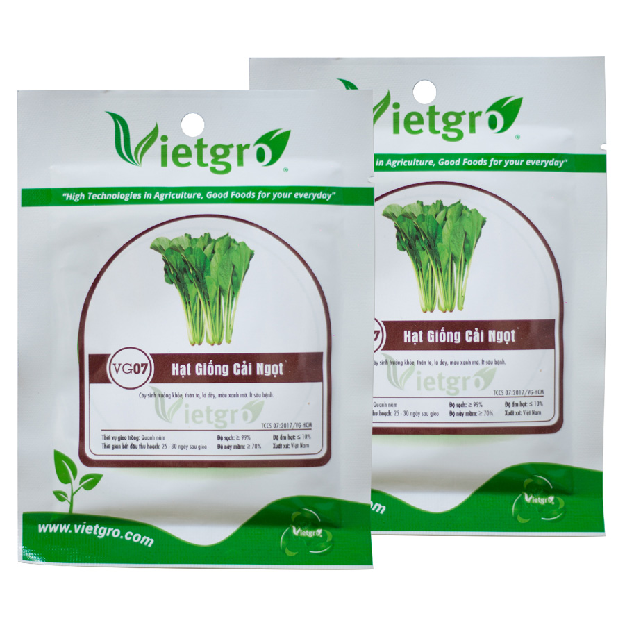 Combo 2 Gói Hạt Giống Cải Ngọt Vietgro VG07 (Gói 20gr)