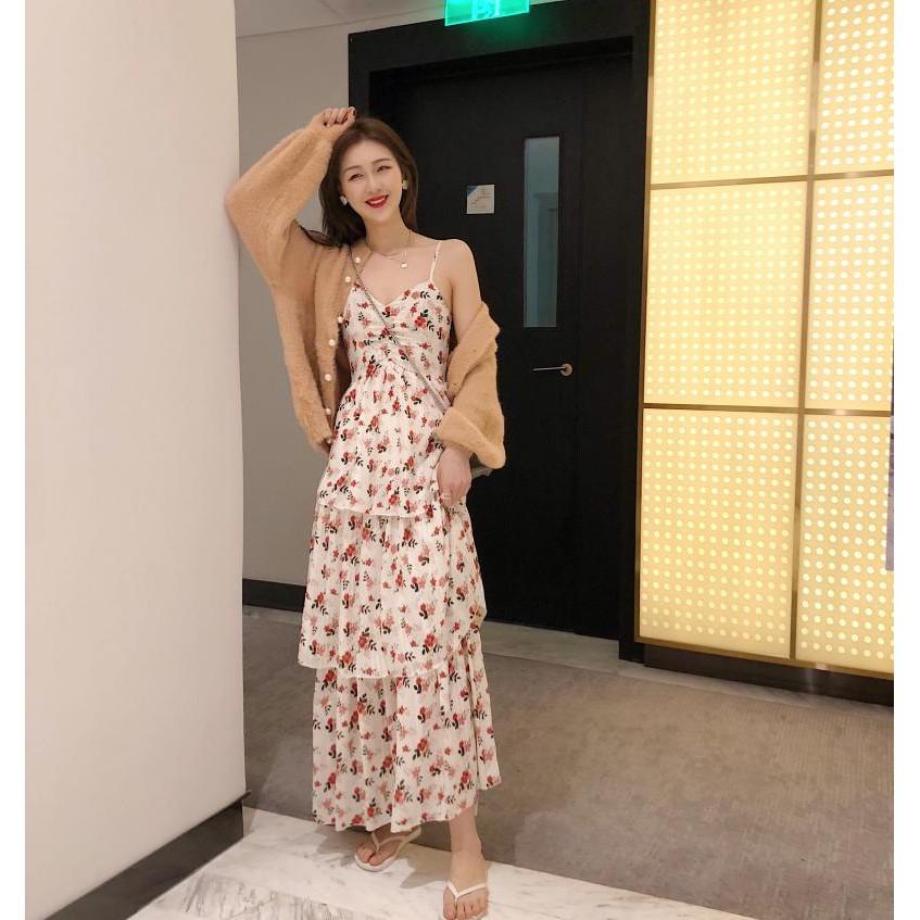 VÁY 2 DÂY HOA NHÍ TẦNG ULZZANG - KÈM ẢNH THẬT