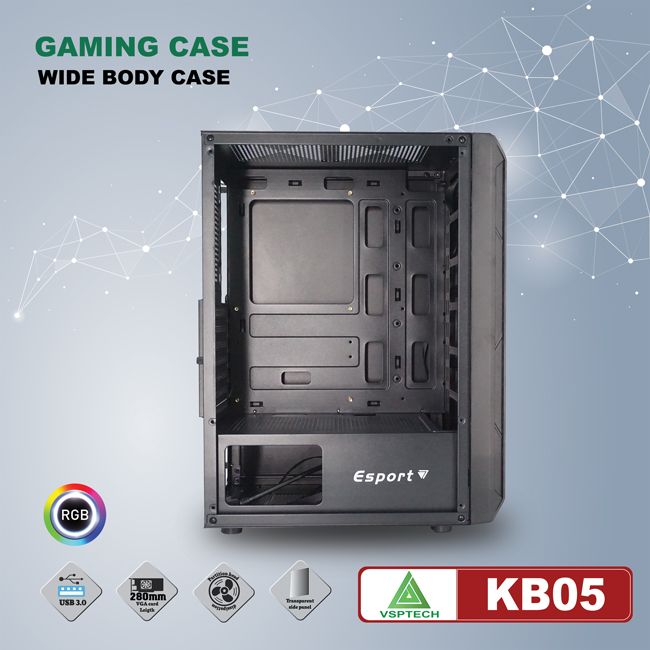 Thùng máy tính Case VSP CA KB05 1 mặt kính cường lực - Hàng nhập khẩu