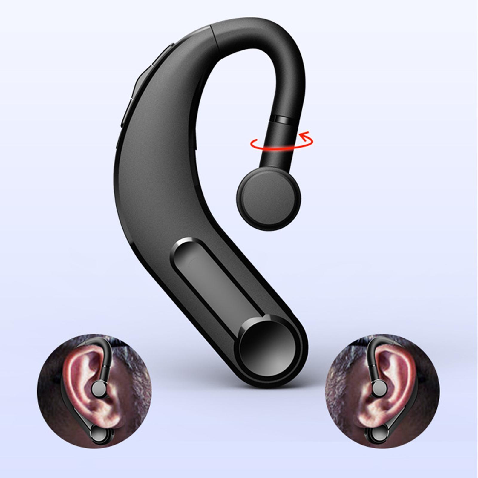 Bluetooth Wireless Single Ear Earpiece Business Trucker Driving Music Black