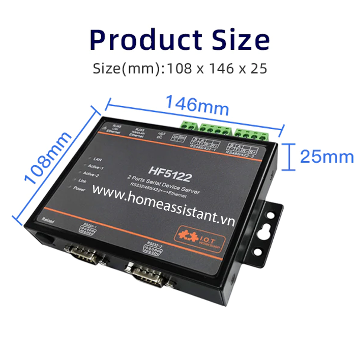 Bộ Định Tuyến Đa Cổng Ethernet RS232 RS485 RS422 Modbus Elfin HF5122