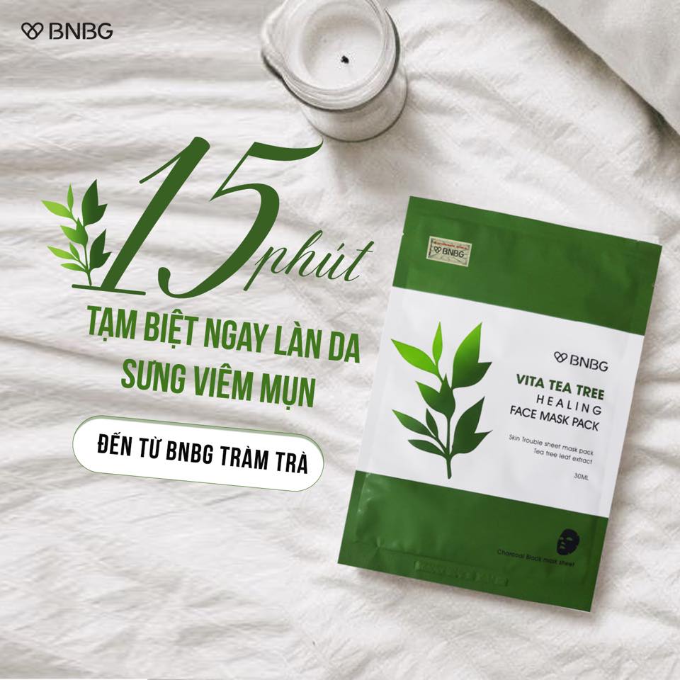 Mặt Nạ Tràm Trà BNBG Vita Tea Tree Healing Face Mask Pack [MIẾNG LẺ] Kiểm Soát Dầu Mụn Thải Độc Da