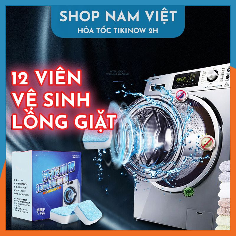 Hộp 12 Viên Vệ Sinh Lồng Máy Giặt, Tẩy Sạch Cặn và Vi Khuẩn