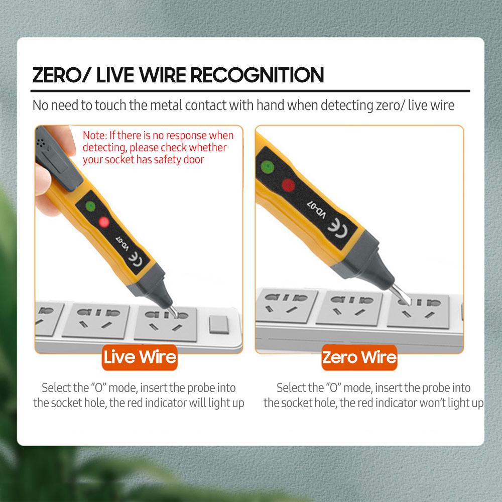 Non-contact AC Voltage Tester Pen AC 70-250V DC 250V Portable NCV Detector with Sound Light Dual Alarm, Zero/ Live Wire Recognition, Break Point Detection, Battery Level Check