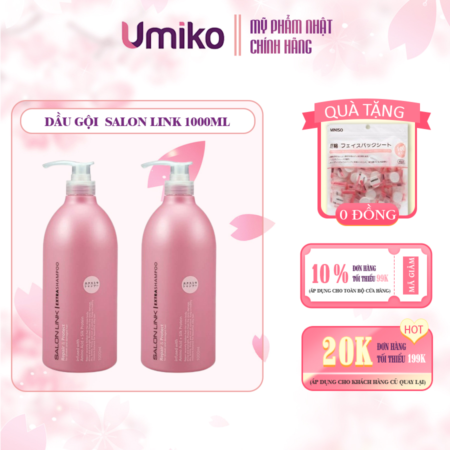 Dầu Gội  SALON LINK EXTRA AHAMPOO Dưỡng Tóc Mềm Mượt 1000ml