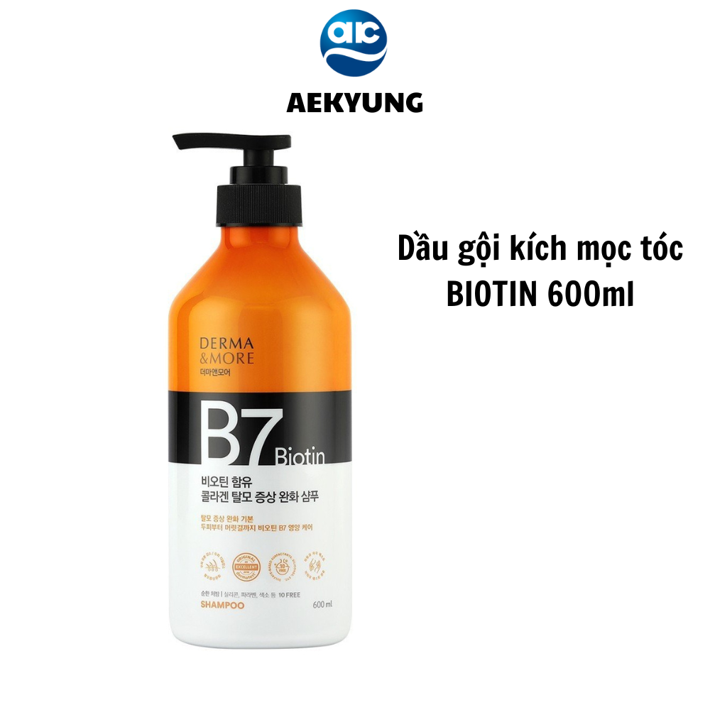 Dầu Gội Kích Mọc Tóc B7 Biotin Derma &amp; More Giảm Rụng Tóc, Dưỡng Tóc Nhanh Dài, Suôn Mượt Và Chắc Khoẻ 600ml