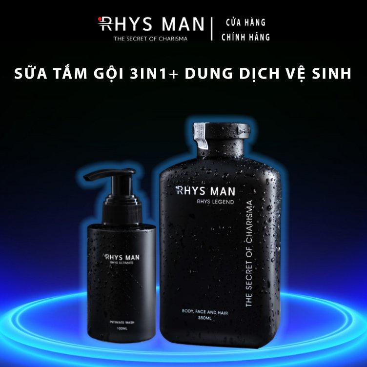 2 Chai - Sữa tắm gội nam 3in1 Legend 350ml &amp; Dung dịch vệ sinh nam bạc hà Rhys Ultimate 120ml RHYSMAN - Hàng chính hãng