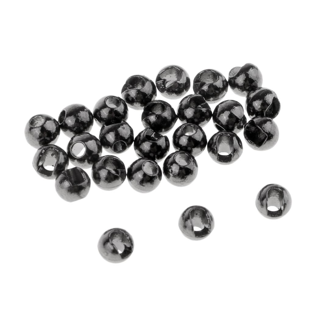 50pcs Tungsten Slotted Fly Tying Beads Nymph Head Eyes Round Ball Beads 2.8mm