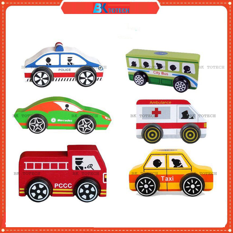 Mô hình gỗ xe cảnh sát, Xe cấp cứu, xe ô tô, xe cứu hỏa, xe taxi. Đồ chơi gỗ winwintoys