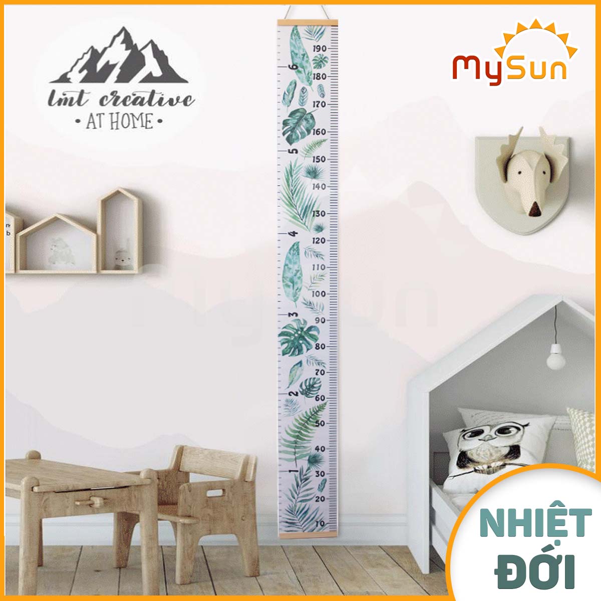 Thước Bảng Đo Chiều Cao 2M Y Tế Gắn Dán Tường Cho Trẻ Em Bé Mysun - Nhiệt Đới