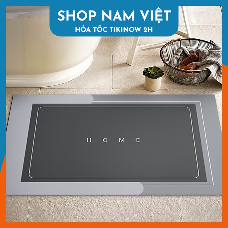 Thảm Nhà Tắm, Nhà Bếp Siêu Thấm Nước, Chống Trơn Trượt Tối Giản, Hiện Đại Navivu - Hcn Xám - 50Cm X 80Cm
