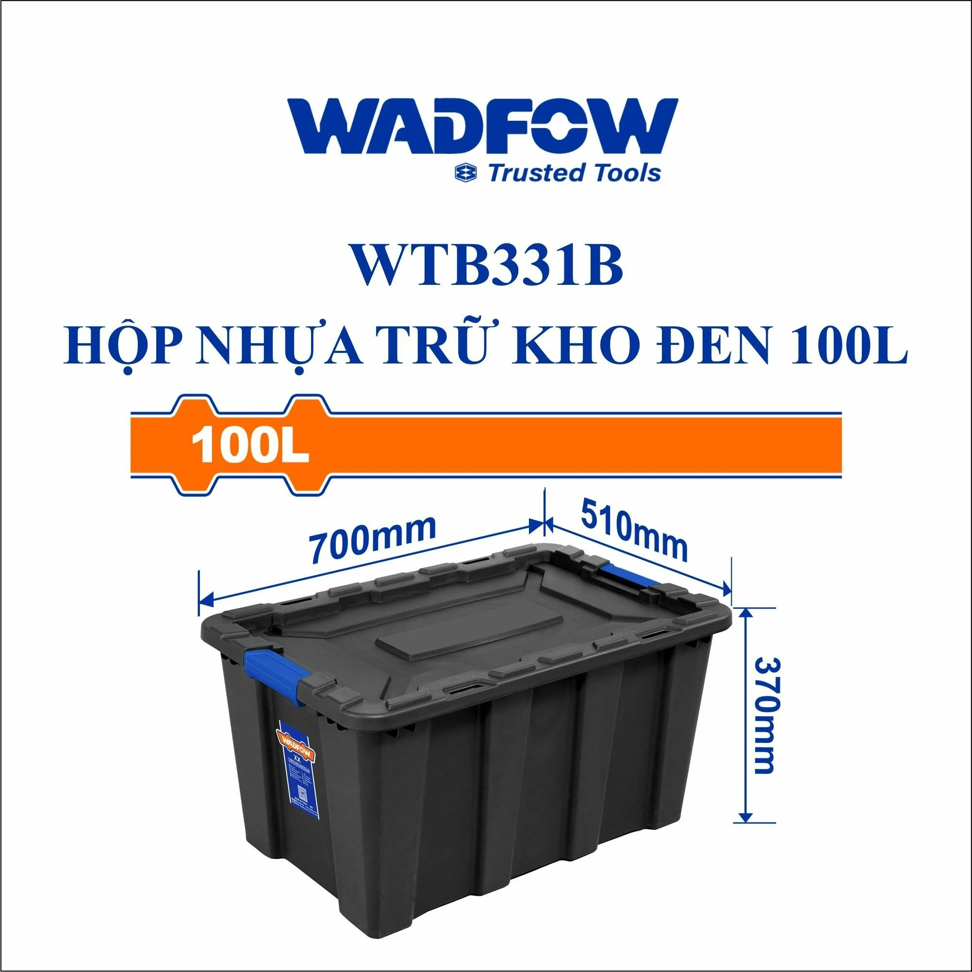 HỘP NHỰA TRỮ KHO ĐEN 100L WTB331B WADFOW - HÀNG CHÍNH HÃNG