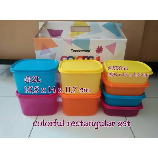 Bộ Hộp Trữ Mát Colorful Rectangular Tupperware Set 8 Hộp