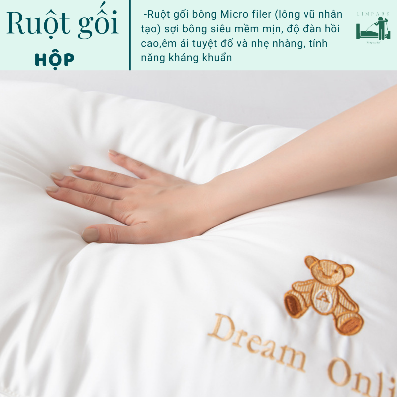 Ruột gối hộp-Ruột gối nằm LÔNG VŨ nhân tạo-Đầy đủ Kích Thước và nhận KT theo yêu cầu khách hàng-BH 1 ĐỔI 1