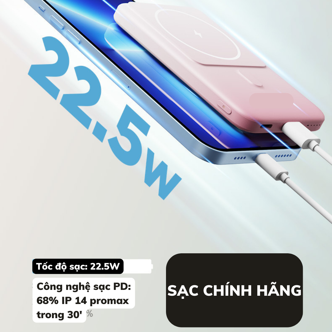 Pin Sạc Dự Phòng Không Dây 10000mah sạc nhanh PD 22.5W - Sạc dự phòng mini từ tính