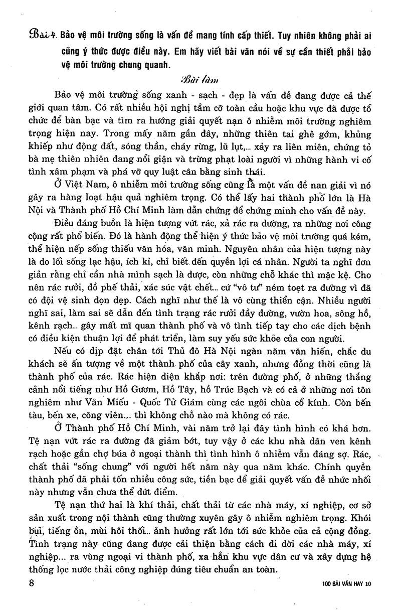 100 Bài Văn Hay 10