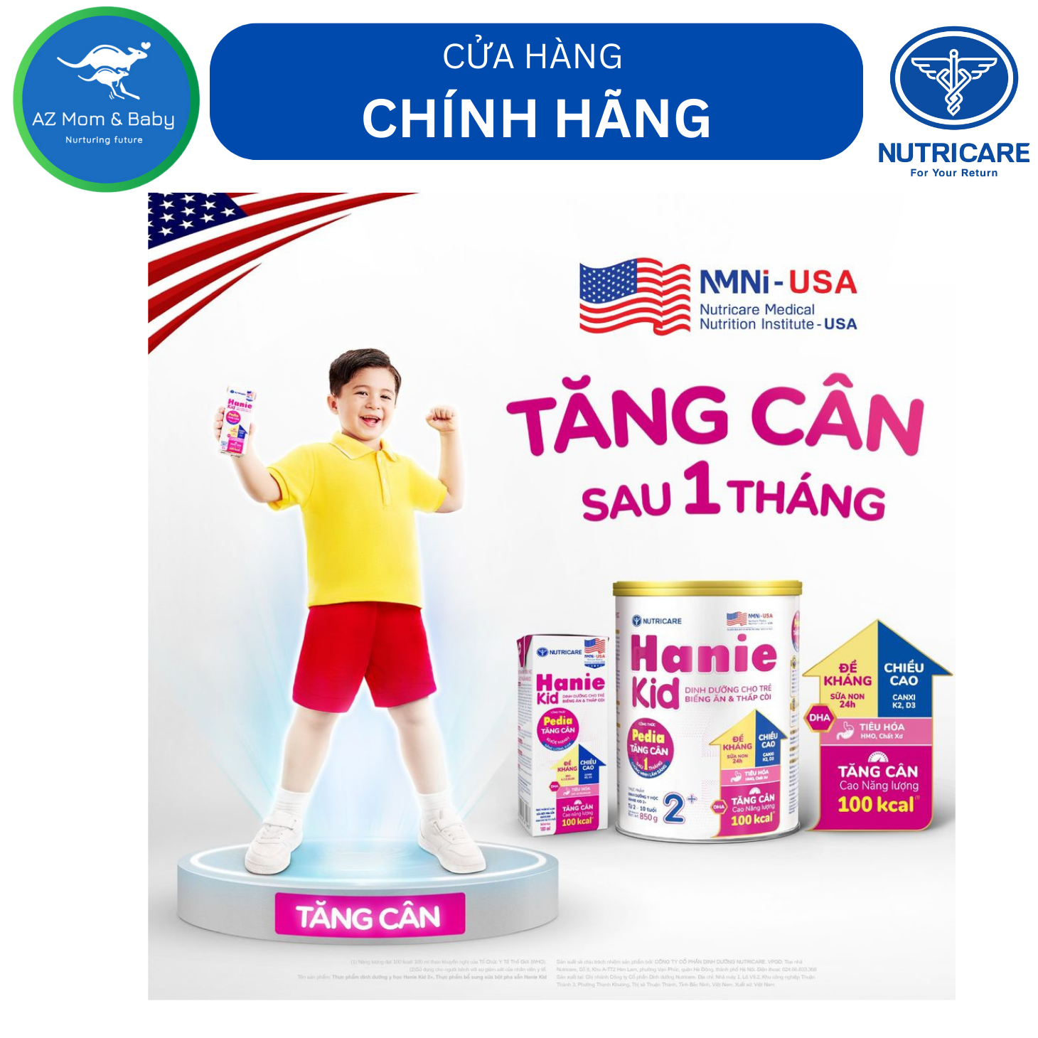 Thùng sữa bột pha sẵn Nutricare Hanie Kid - dinh dưỡng cho trẻ biếng ăn & suy dinh dưỡng (180ml x 48 hộp)