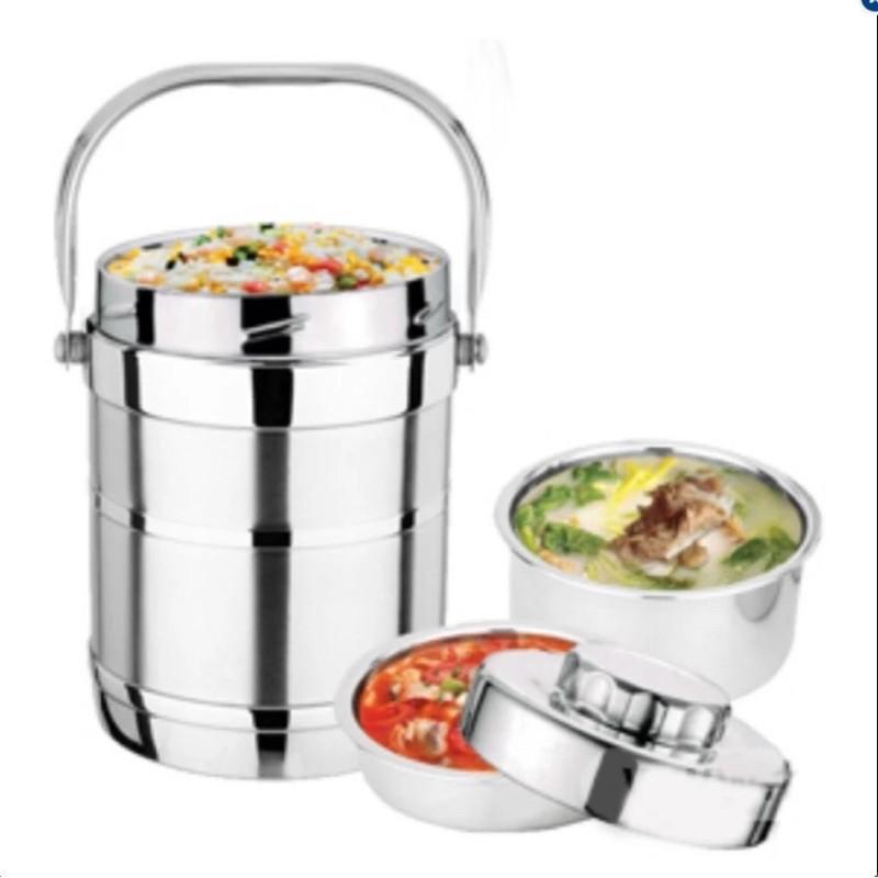 Cặp Lồng Giữ Nhiệt 3 Ngăn 2L Inox Cao Cấp, Dày Đẹp, Sáng Bóng