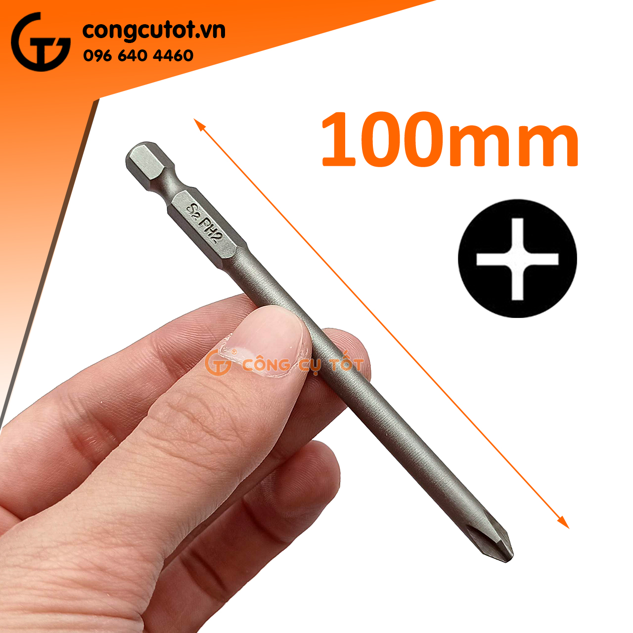 Vỉ 9 đầu bắt vít 4 cạnh chuôi lục thép S2 Φ3 - Φ6mm dài 100mm