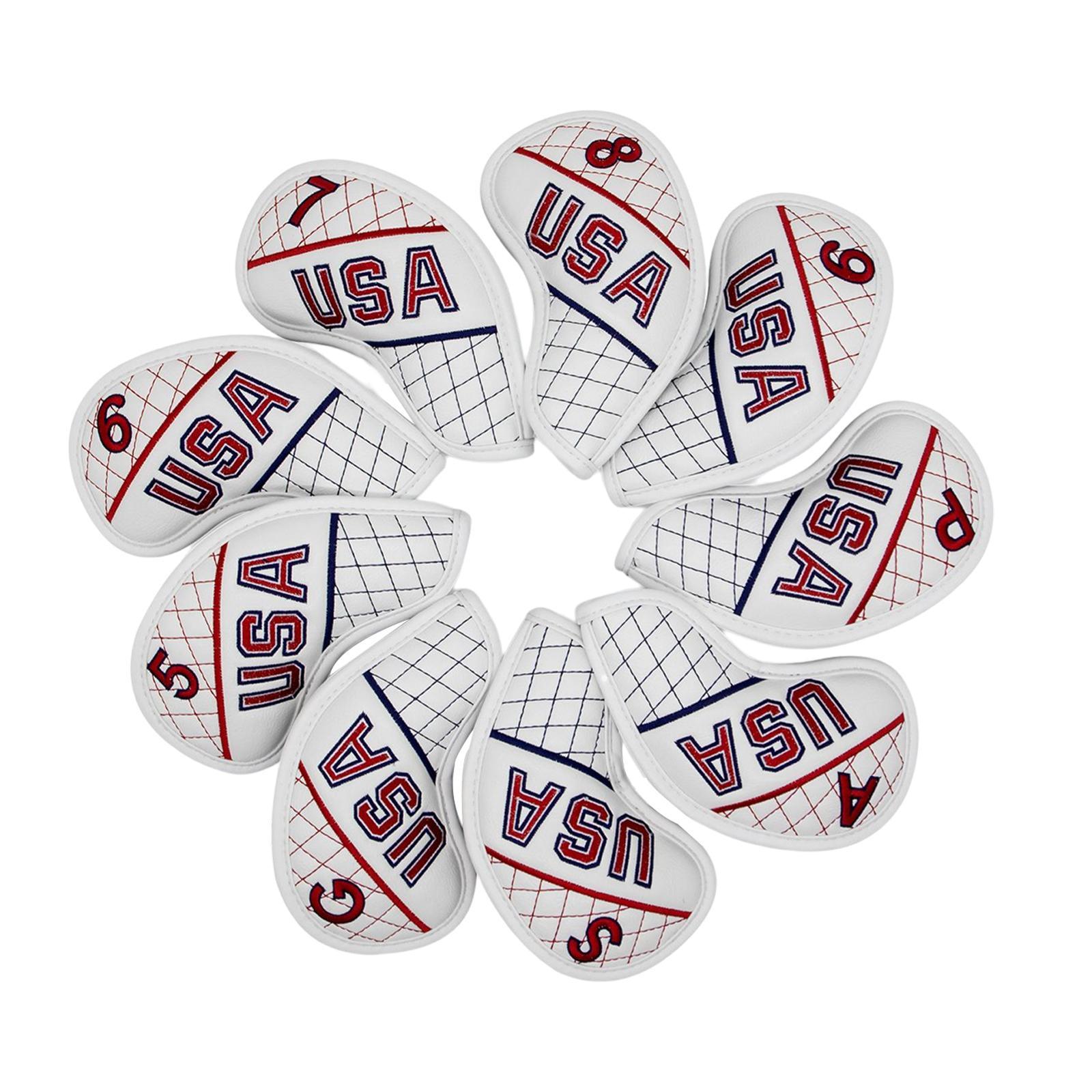 9x Premium Golf Head Iron Cover Set W/ Number Case 5,6,7,8,9,P,A,S,G for Irons All Brands