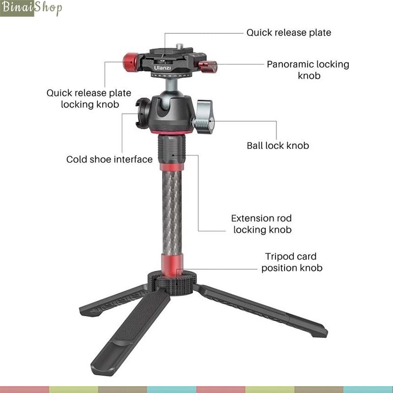 Ulanzi MT-43 - Tripod Mini Cho Máy Ảnh, Điện Thoại, Tải Trọng 2,5 Kg- Hàng chính hãng