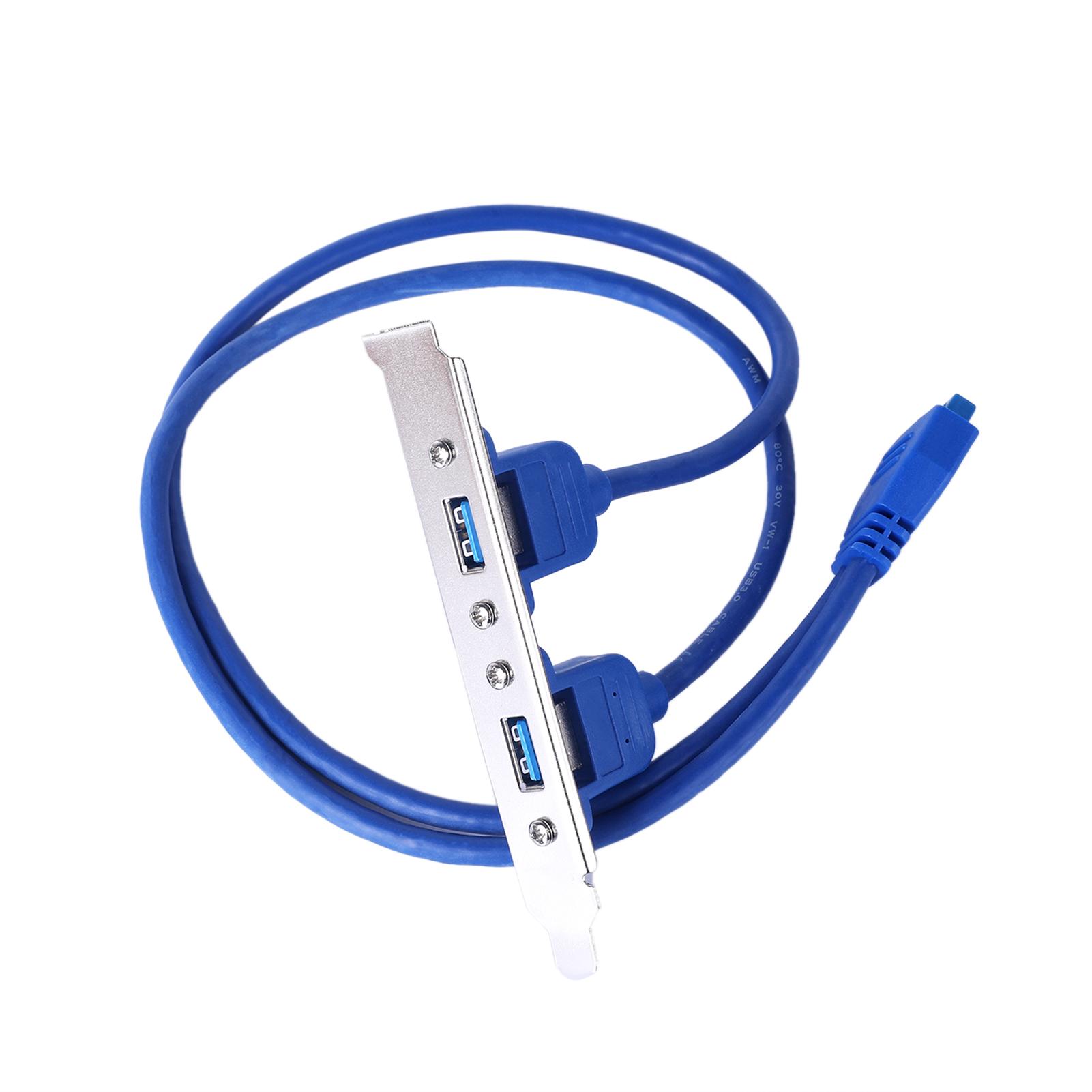 USB 3.0 Dual Port PCI Bracket Cable Motherboard to Back of Computer Case 20pin Header Connector Cable Adapter