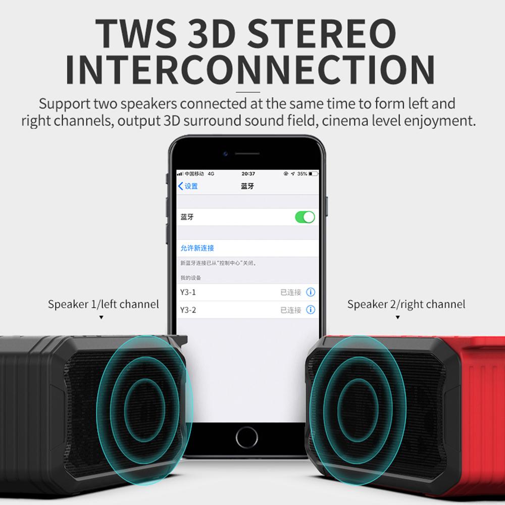 Loa Bluetooth ngoài trời chống nước IPX7 Di động với đài FM TWS Stereo Wireless Boombox Loa siêu trầm bass ngoài trời TF AUX USB Màu sắc: Xanh lục