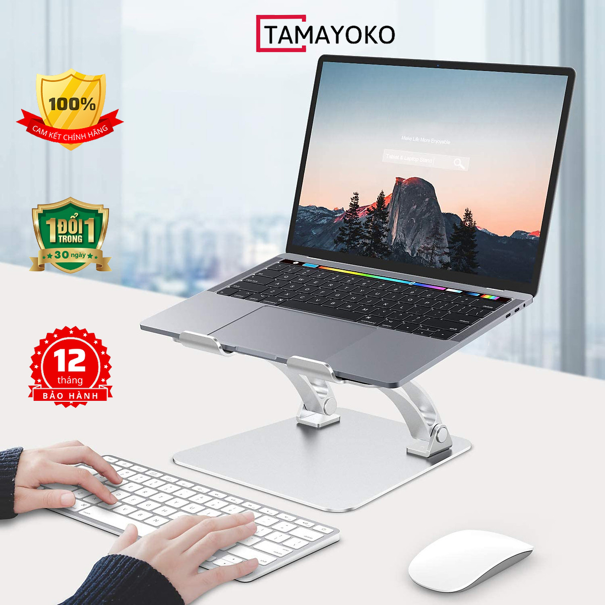 Giá Đỡ Máy Tính, Laptop, iPad, Macbook Hợp Kim Nhôm Cao Cấp. Hỗ Trợ Tản Nhiệt Chống Mỏi Cổ, Vai, Gáy. Hàng Chính Hãng Tamayoko