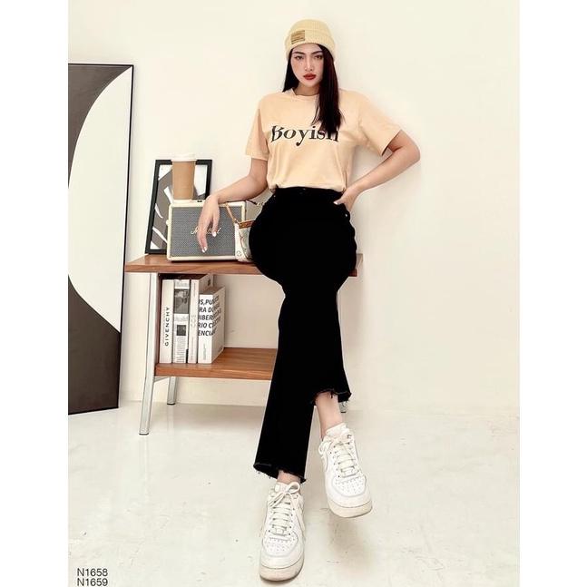 Quần jean nữ lưng cao ống xuông ( đen , trắng ) HDSHOP , quần bò cạp cao ống đứng skinny jeans thời trang