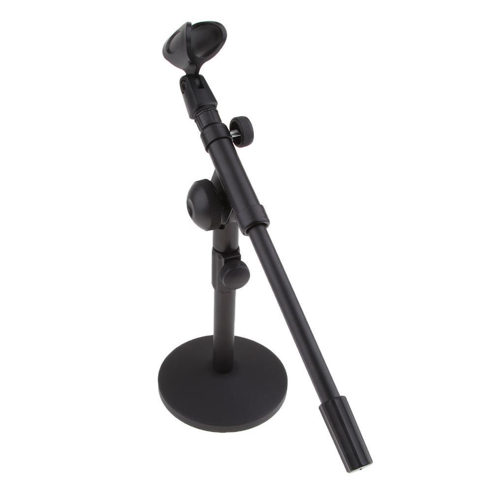 Adjustable Round Base Desktop Mic Stand Holder With Microphone Clip
