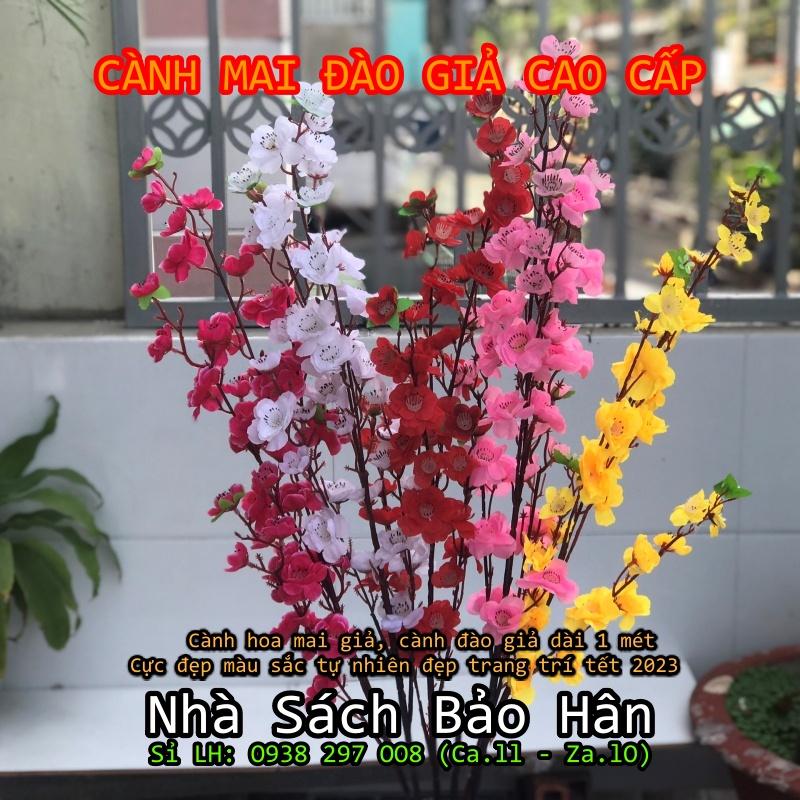 Hoa đào hoa mai giả dài 1m cực đẹp màu sắc tự nhiên giống thật trang trí Tết 2023