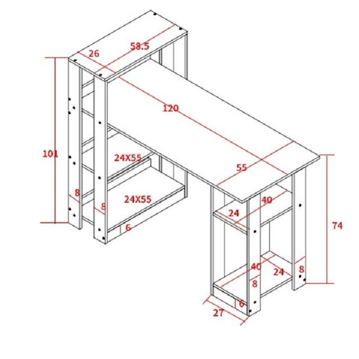 Bàn làm việc, bàn học sinh bằng gỗ MDF . Hàng tự lắp ráp thông minh