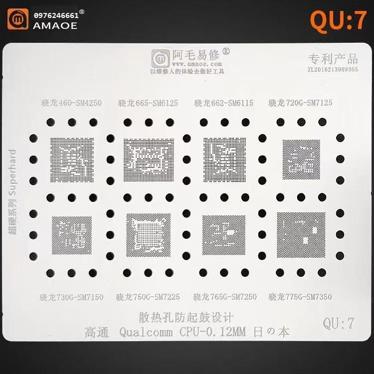 Vỉ làm chân QU7 hỗ trợ Snapdragon460-SM4250, 662-SM6115, 665-SM6125, 720G-SM7125, 730G-SM7150, SM7225, SM7250, SM7350