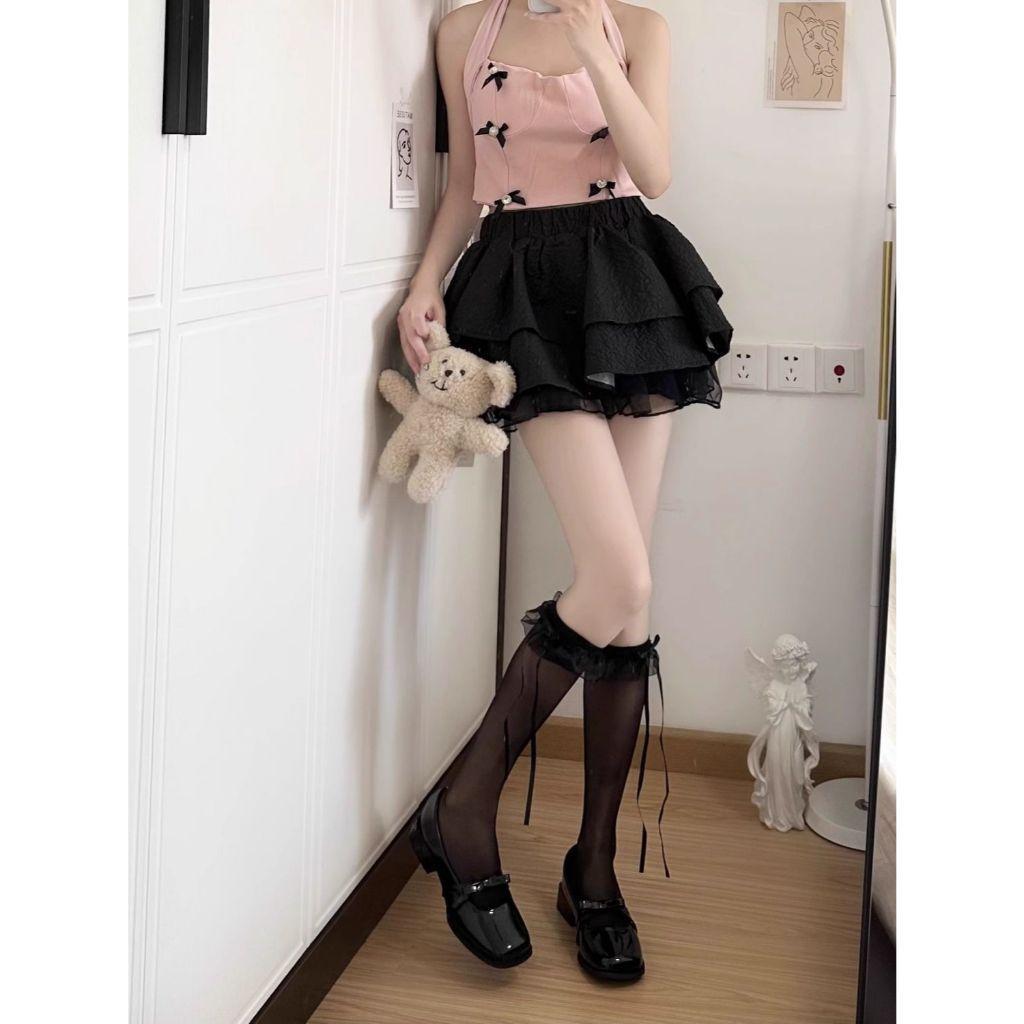 Tất đùi mỏng, tất mỏng bắp chân VIỀN REN ĐÍNH NƠ DÂY DÀI phong cách Lolita NhậtBản quyếnrũ, sang chảnh cho nữ Women