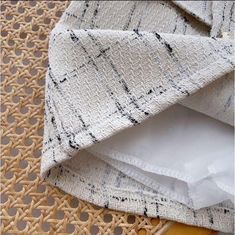 Chân Váy Dạ Tweed Cạp Lệch Dáng Chữ A Ngắn Có quần Lót Trong 3 Cúc Túi Nắp Thời Trang Nữ M353