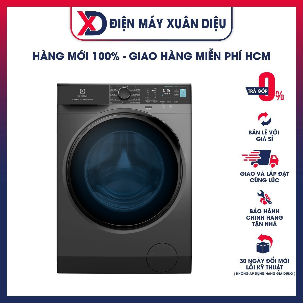 Máy giặt Electrolux Inverter 10 kg EWF1024P5SB - Hàng chính hãng - Giao HCM và 1 số tỉnh thành