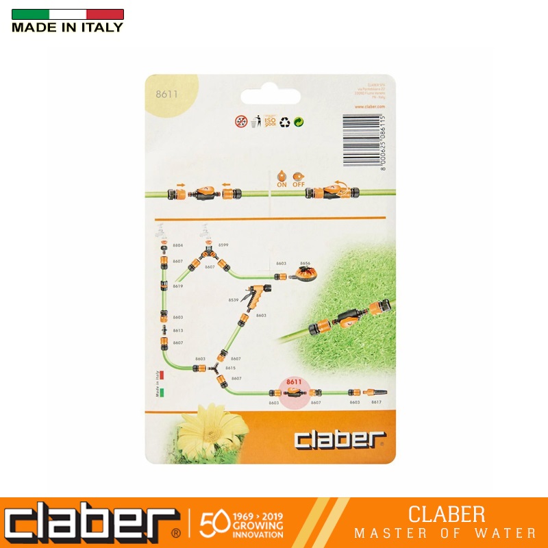 Đầu nối kèm van khóa Claber 8611