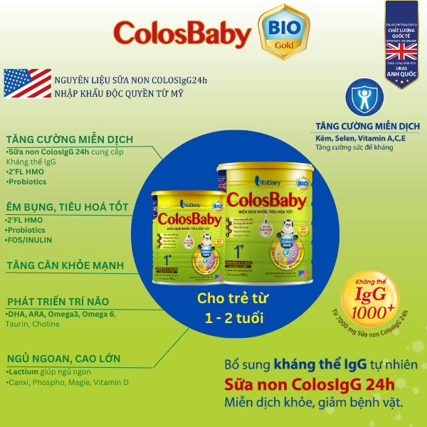 Colosbaby Bio Gold 1 + 400g hỗ trợ tiêu hóa tốt, miễn dịch khỏe cho bé - VitaDairy