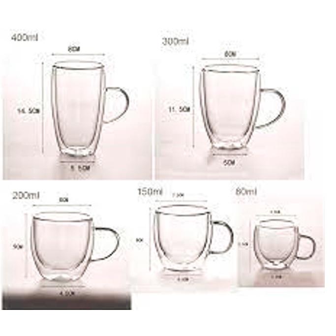 Ly thuỷ tinh 2 lớp có quai 250-350-450ml