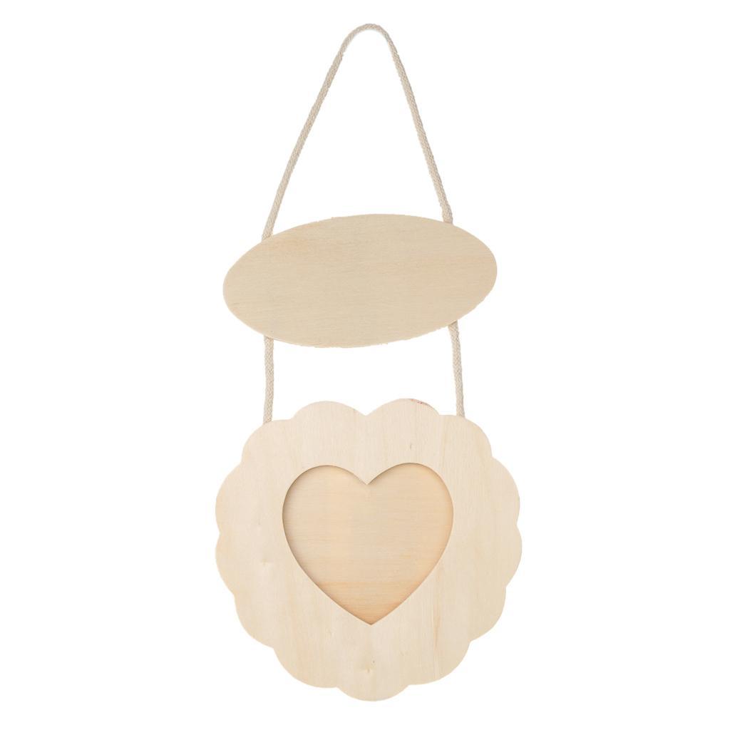 Rustic Wooden Love Heart Flower Shape Hanging Photo Frames DIY