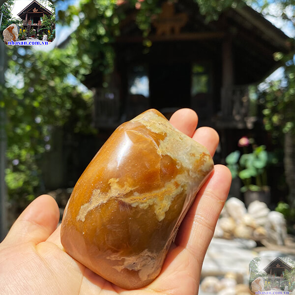 Đá canxedon chặn giấy tăng may mắn, tài lộc và năng lượng CG01