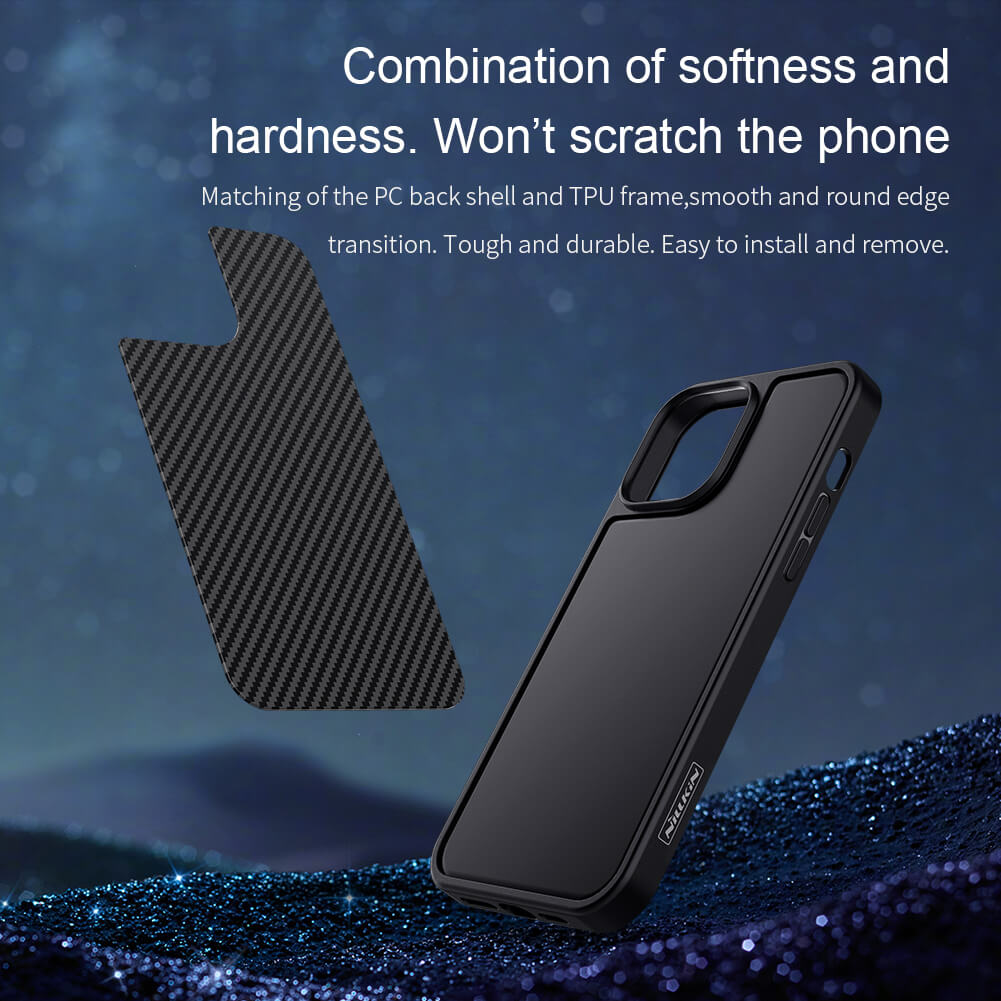 Ốp lưng chống sốc siêu mỏng cho iPhone 12 Pro Max chất liệu vân carbon cao cấp hiệu Nillkin Synthetic fiber - hàng nhập khẩu