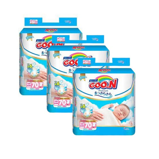 Combo 3 bịch Tã Dán Goo.n Premium Gói Cực Đại Newborn NB70 (70 Miếng)