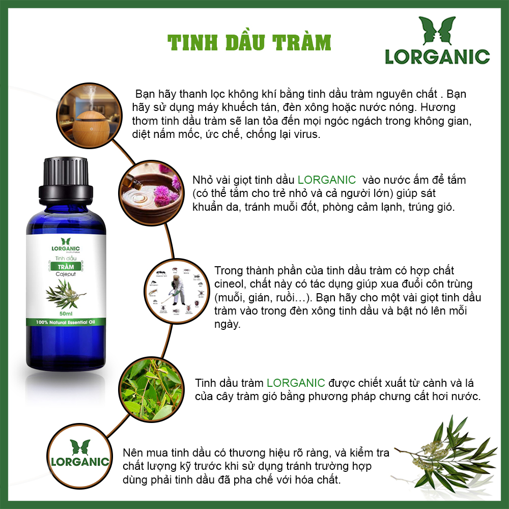 Tinh Dầu Xông Phòng Thư Giãn, Đuổi Muỗi 50ml LORGANIC Sả Chanh, Quế, Bạc Hà, Oải Hương Lavender, Tràm, Ngọc Lan Tây, Hương Thảo, Stress Relief, Sensual, Cam, Vỏ Bưởi, Bạch Đàn Chanh, Bưởi Chùm, Hoắc Hương, Long Não, Pơ Mu, Gỗ Thông