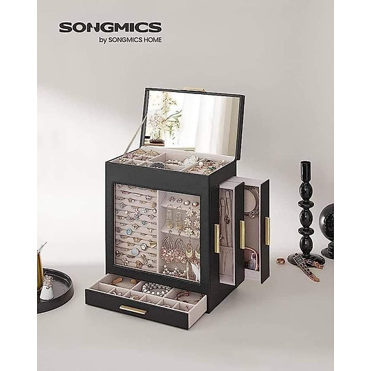 HỘP ĐỰNG TRANG SỨC, KÍNH MẮT 5 LỚP… CÓ NẮP KÍNH CỦA SONGMICS ĐỨC Hàng chính hãng